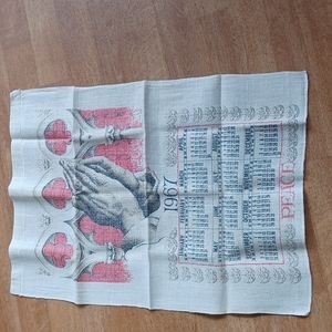 Calendar towel 1967 vintage kitchen Linens
